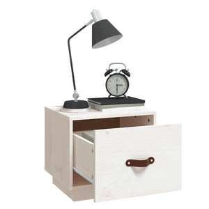 Nachttische 2er Set Weiß Kiefer Massivholz