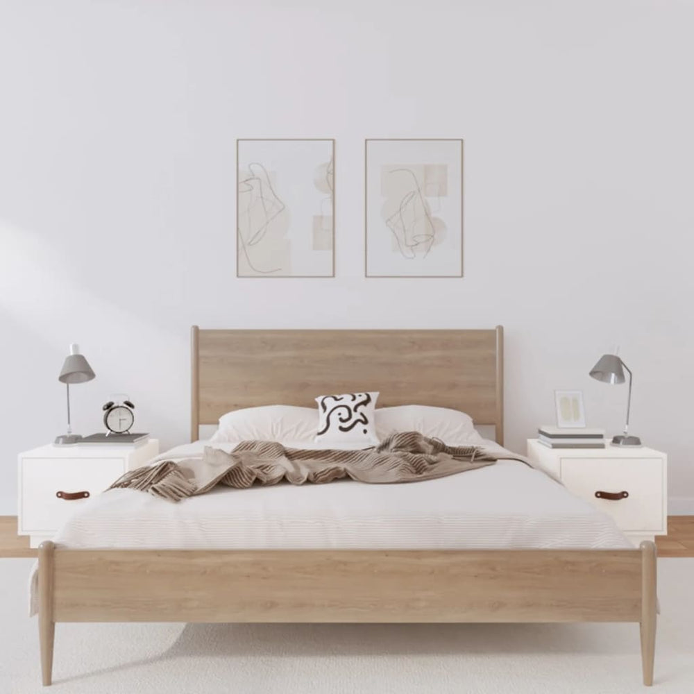 Nachttische 2er Set Weiß Kiefer Massivholz