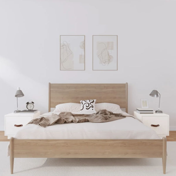 Nachttische 2er Set Weiß Kiefer Massivholz