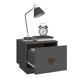 Nachttische 2er Set Grau Kiefer Massivholz
