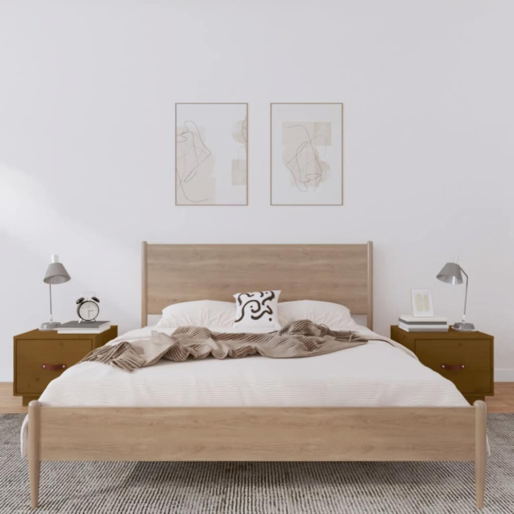 Nachttische Kiefer Massivholz Honigbraun 2er-Set