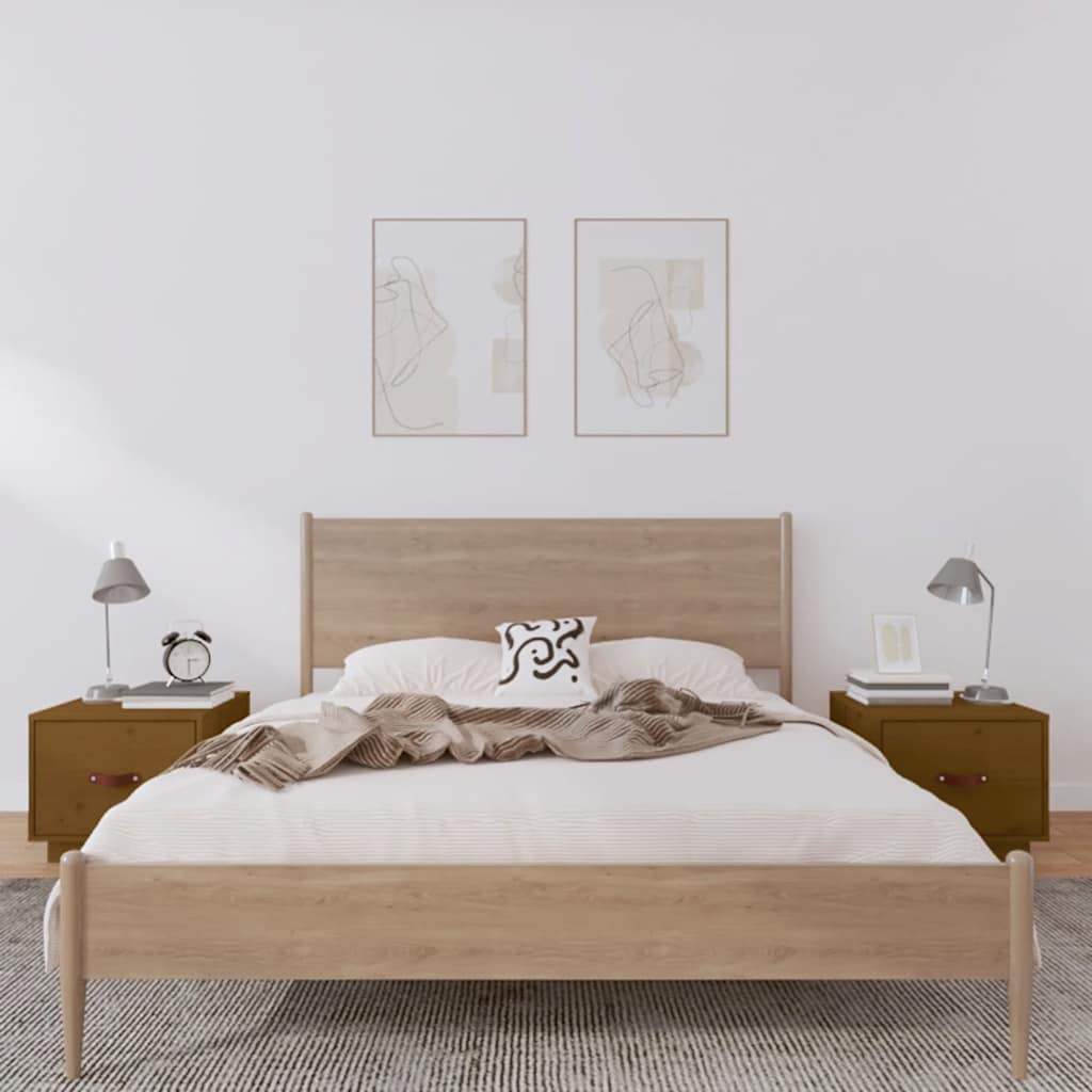 Nachttische Kiefer Massivholz Honigbraun 2er-Set