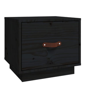 Schwarzer Nachttisch Kiefer Massivholz 40x34x35 cm
