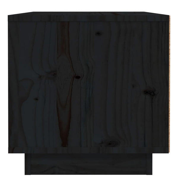 Schwarzer Nachttisch Kiefer Massivholz 40x34x35 cm