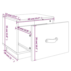 Schwarzer Nachttisch Kiefer Massivholz 40x34x35 cm