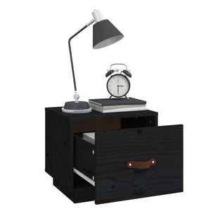 Nachttische 2er Set, Kiefer Massivholz, Schwarz
