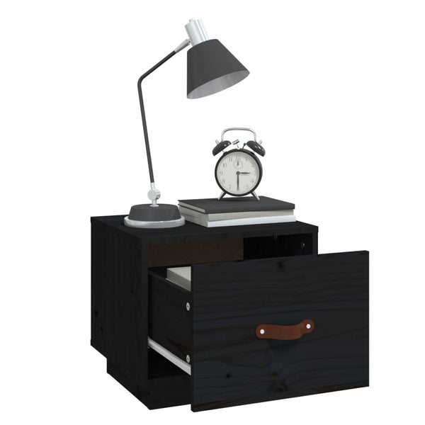 Nachttische 2er Set, Kiefer Massivholz, Schwarz