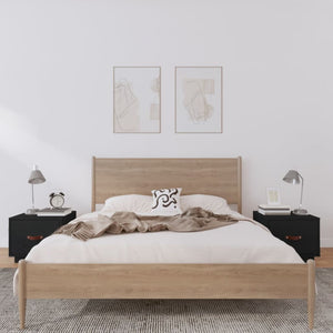 Nachttische 2er Set, Kiefer Massivholz, Schwarz