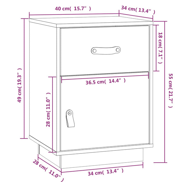Nachttisch Kiefer Massivholz 40x34x55 cm