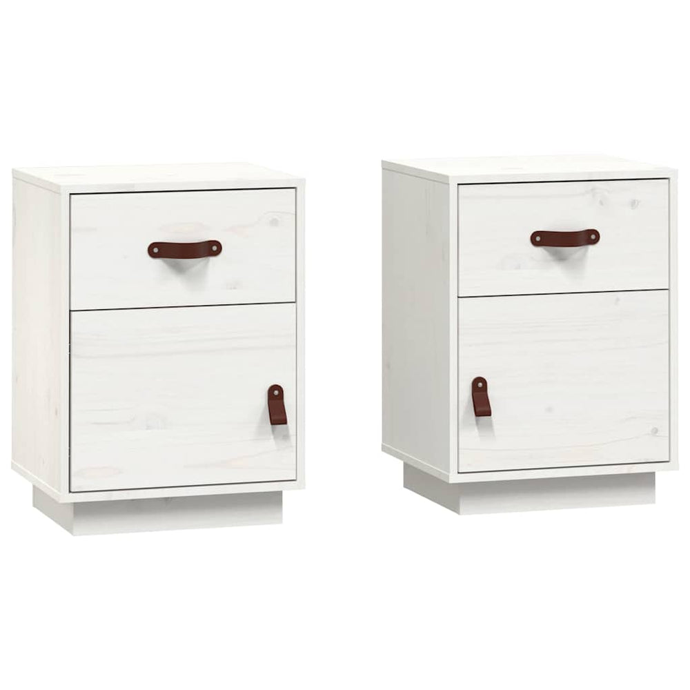 vidaXL Nightstands 2 pcs. White 40x34x55 cm Solid Pine Wood