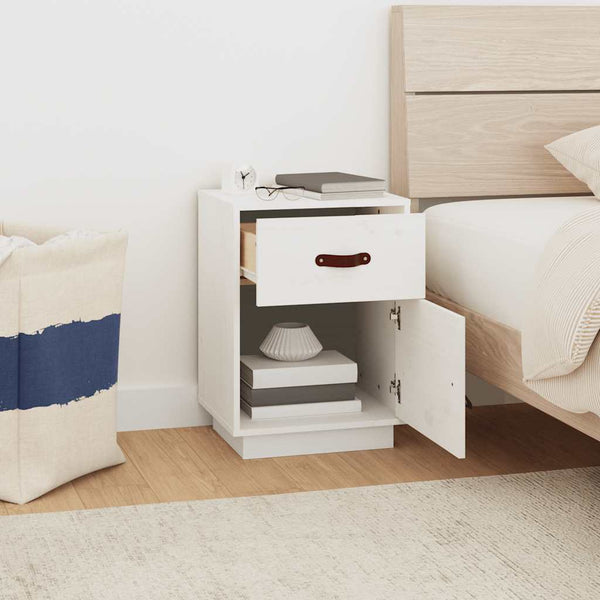vidaXL Tables de chevet 2 pcs Blanc 40x34x55 cm Bois de pin massif