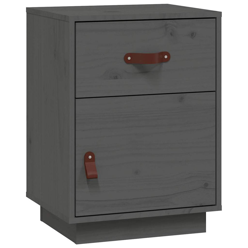 vidaXL Nightstand Grey 40x34x55 cm Solid Pine Wood
