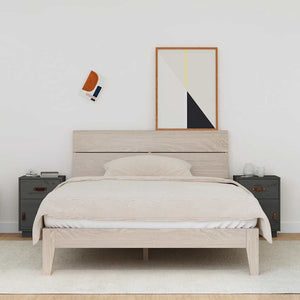 Nachttische 2er Set Grau Kiefer Massivholz
