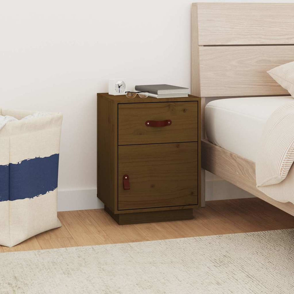 vidaXL Bedside Cabinet Honey Brown 40x34x55 cm Solid Pine Wood