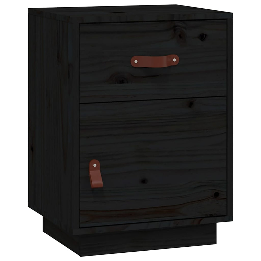 vidaXL Bedside Cabinet Black 40x34x55 cm Solid Pine Wood