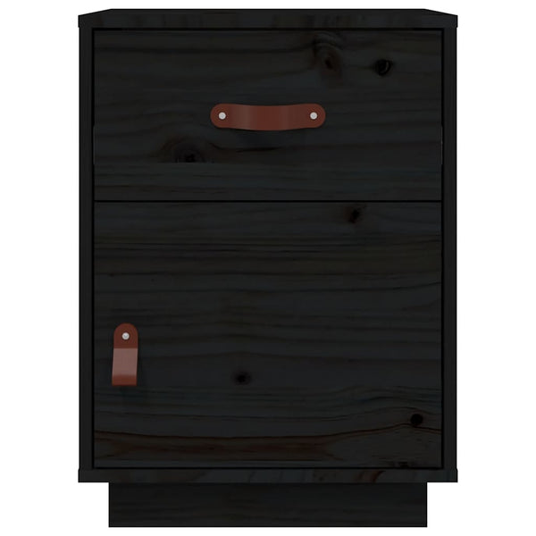 Schwarzer Nachttisch Kiefer Massivholz 40x55 cm