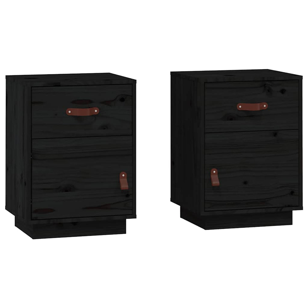vidaXL Nightstands 2 pcs Black 40x34x55 cm Solid Pine Wood