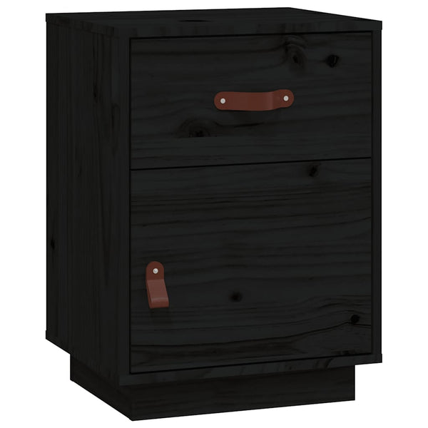 Nachttische 2er Set Schwarz Kiefer Massivholz