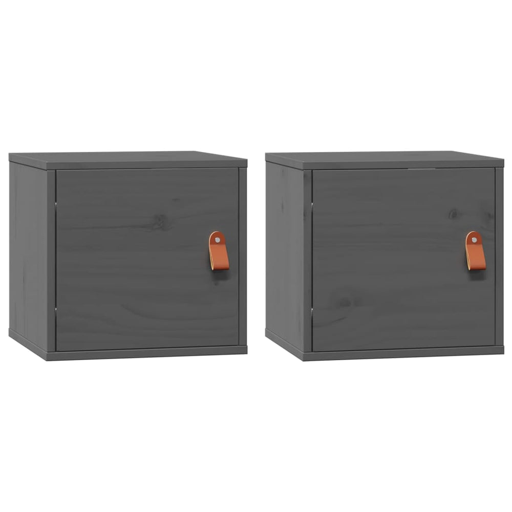 Graue Kiefer Massivholz Wandschränke - 2er Set