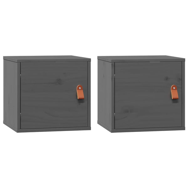 Graue Kiefer Massivholz Wandschränke - 2er Set