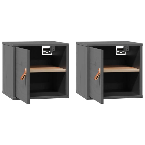 Graue Kiefer Massivholz Wandschränke - 2er Set