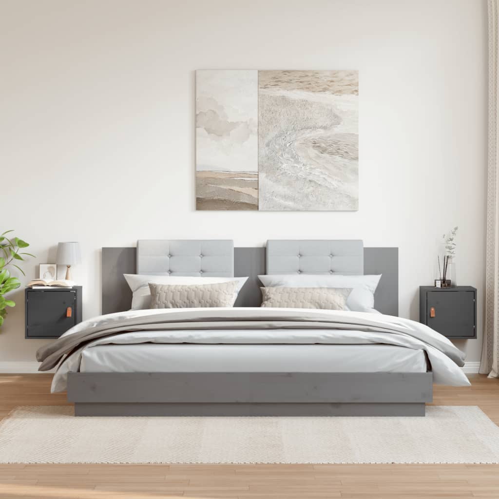 Graue Kiefer Massivholz Wandschränke - 2er Set