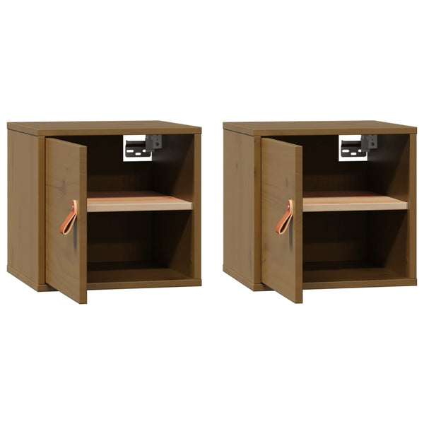 vidaXL Armoires murales 2 pcs Marron miel 31,5x30x30 cm Pin massif