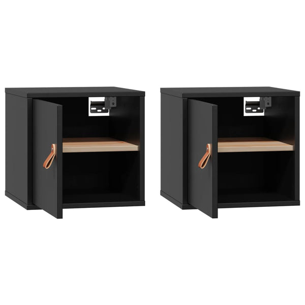 vidaXL Armoires murales 2 pcs Noir 31,5x30x30 cm Bois de pin massif