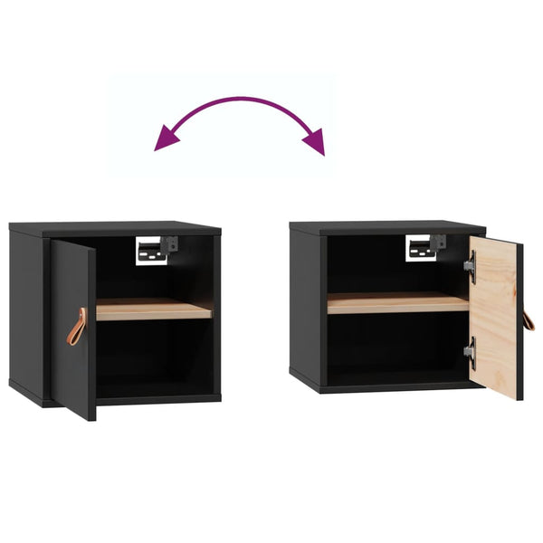 vidaXL Armoires murales 2 pcs Noir 31,5x30x30 cm Bois de pin massif