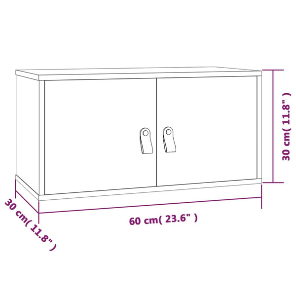 Weißer Wandschrank Kiefer Massivholz 60x30x30cm