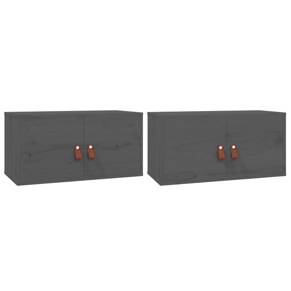 Wandschränke 2er Set Grau 60x30x30cm Kiefernholz
