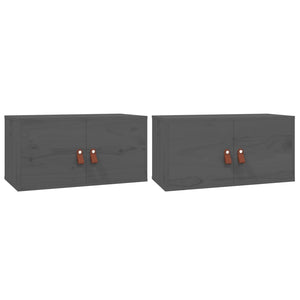 Wandschränke 2er Set Grau 60x30x30cm Kiefernholz