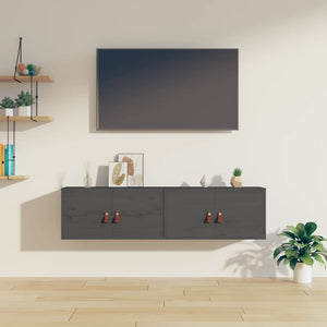 Wandschränke 2er Set Grau 60x30x30cm Kiefernholz