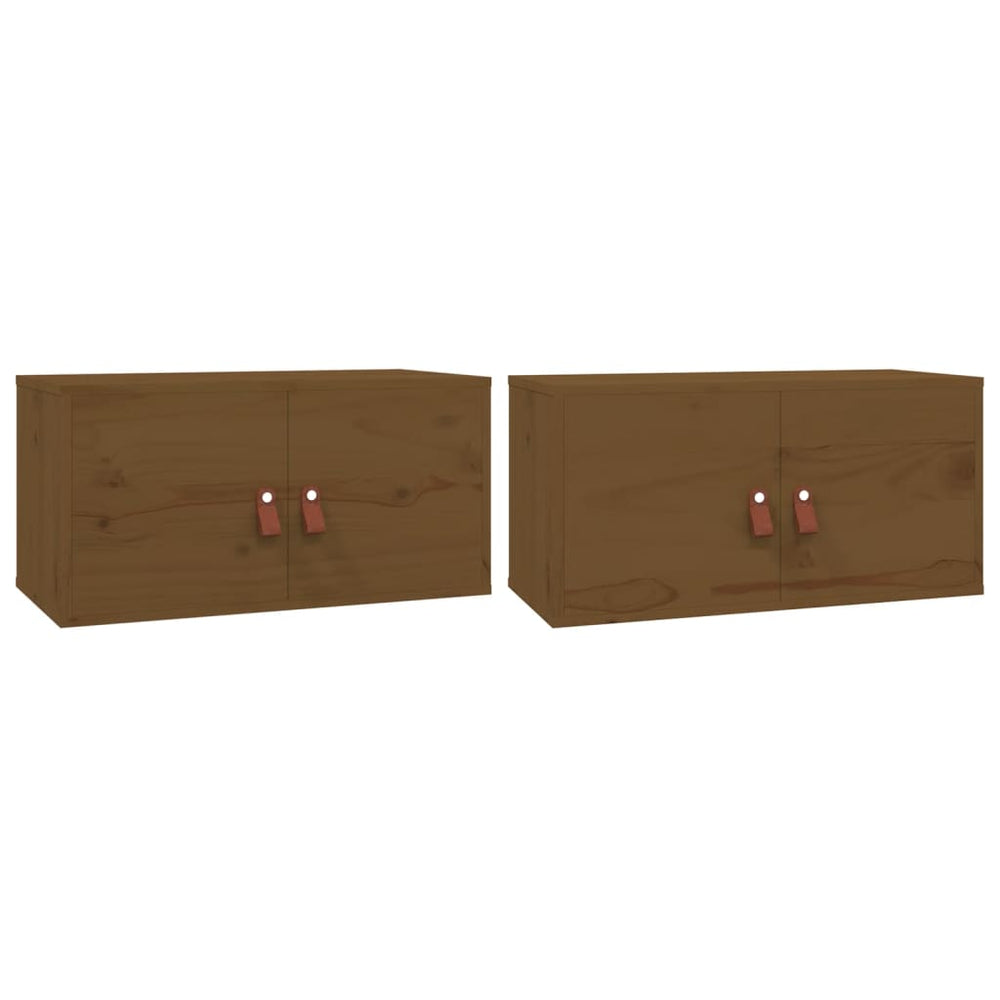 Wandschränke 60x30 Kiefer Massivholz Honigbraun 2er-Set