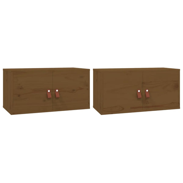 Wandschränke 60x30 Kiefer Massivholz Honigbraun 2er-Set