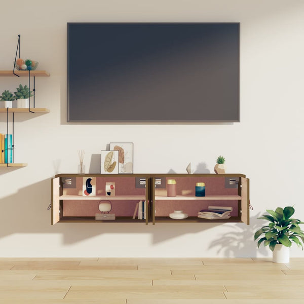 Wandschränke 60x30 Kiefer Massivholz Honigbraun 2er-Set