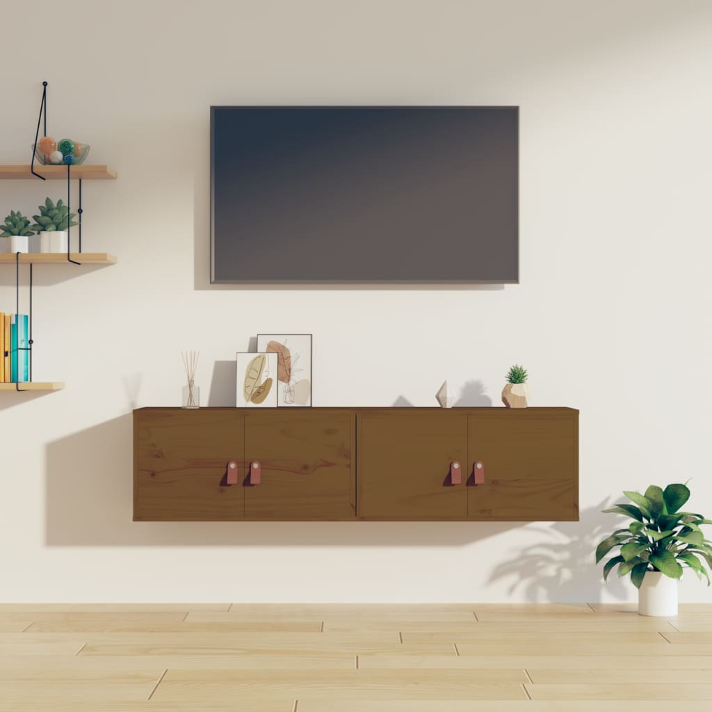 Wandschränke 60x30 Kiefer Massivholz Honigbraun 2er-Set