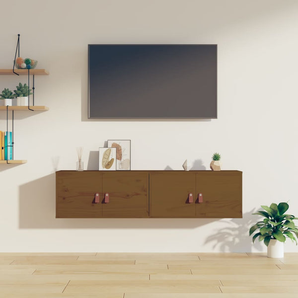 Wandschränke 60x30 Kiefer Massivholz Honigbraun 2er-Set