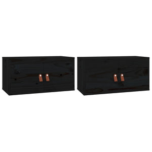 vidaXL Armoires murales 2 pcs Noir 60x30x30 cm Bois de pin massif