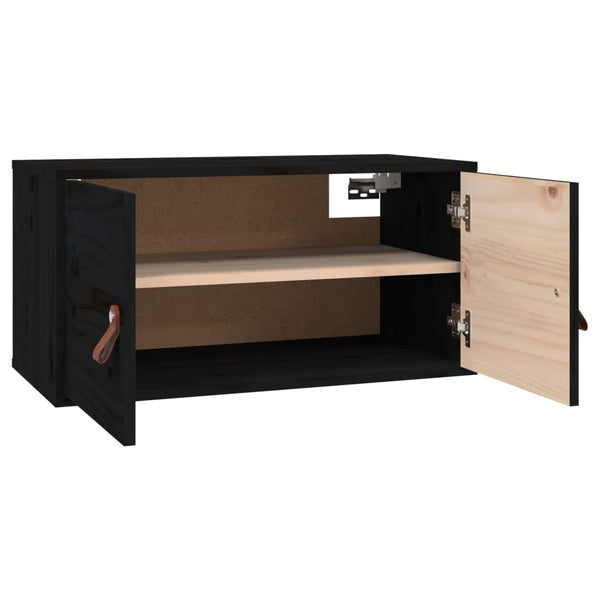 vidaXL Armoires murales 2 pcs Noir 60x30x30 cm Bois de pin massif