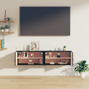 vidaXL Armoires murales 2 pcs Noir 60x30x30 cm Bois de pin massif