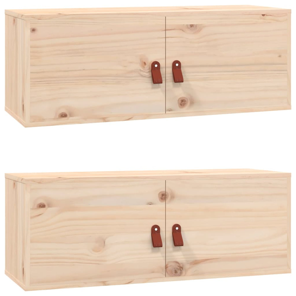 Massivholz Kiefer Wandschränke 80x30x30cm, 2er Set