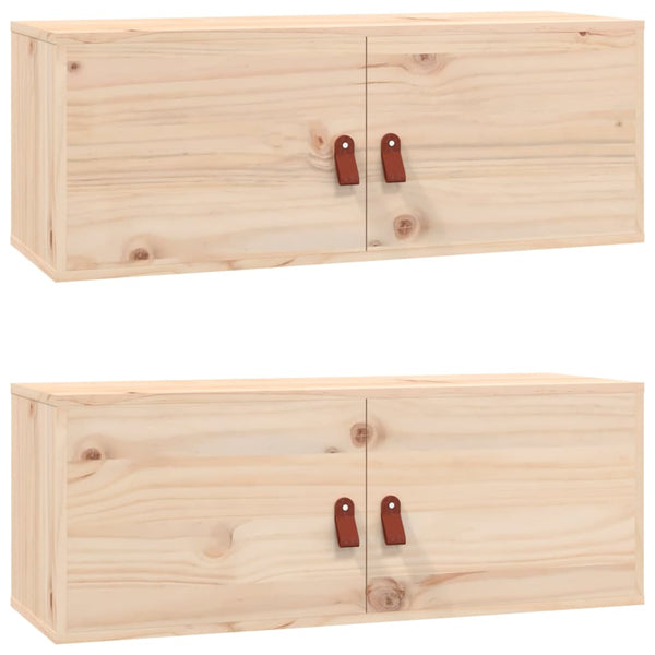 Massivholz Kiefer Wandschränke 80x30x30cm, 2er Set