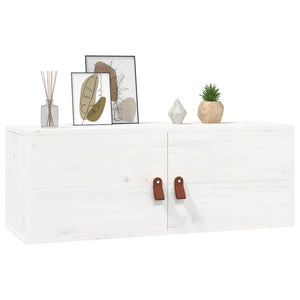 Weißer Wandschrank 80x30x30cm Kiefer Massivholz