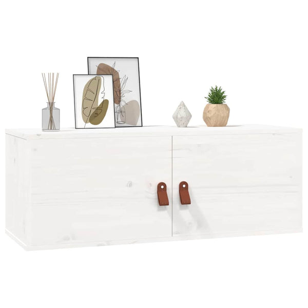Weißer Wandschrank 80x30x30cm Kiefer Massivholz