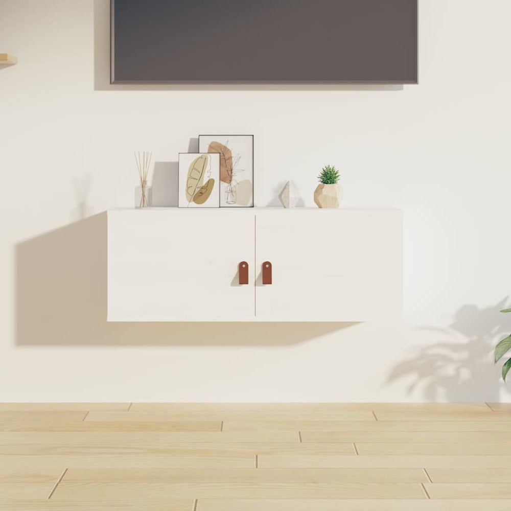 Weißer Wandschrank 80x30x30cm Kiefer Massivholz