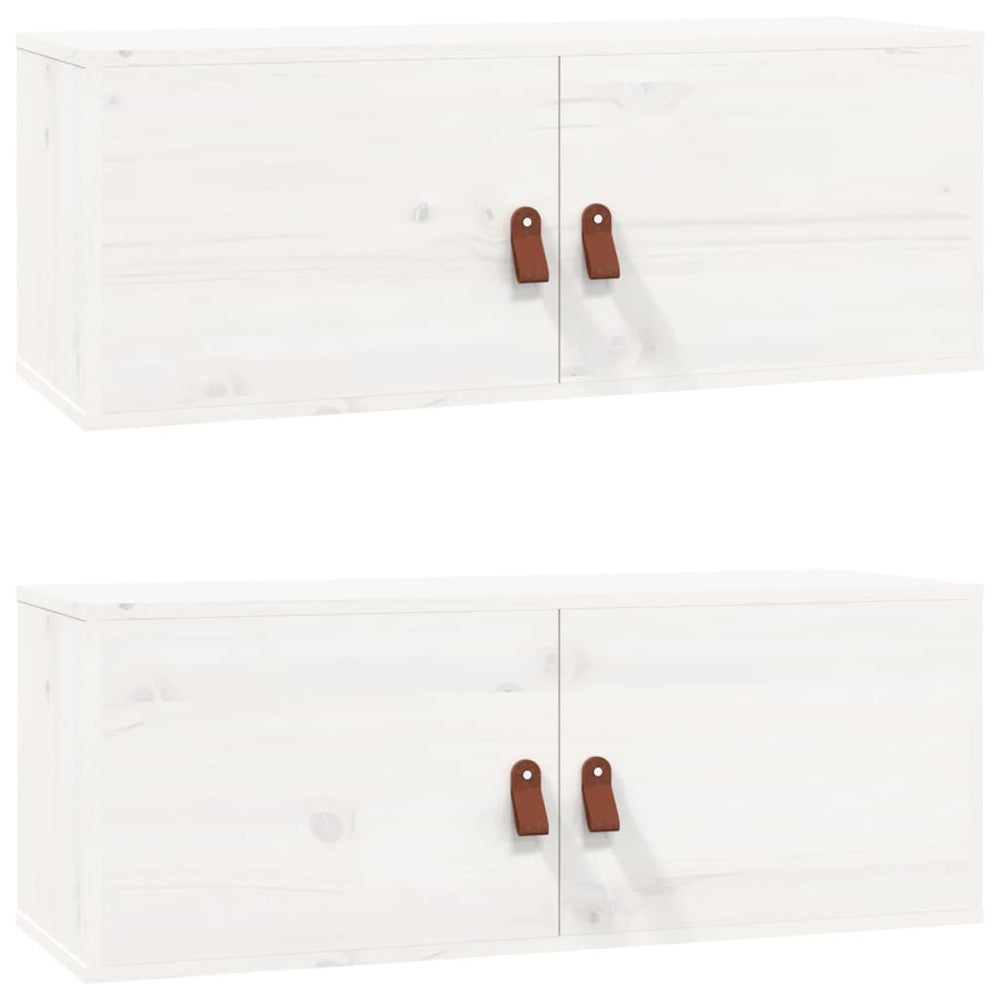 Weiße Kiefer Massivholz Wandschränke 80x30x30cm, 2er-Set