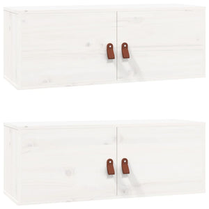 Weiße Kiefer Massivholz Wandschränke 80x30x30cm, 2er-Set