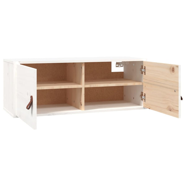 Weiße Kiefer Massivholz Wandschränke 80x30x30cm, 2er-Set