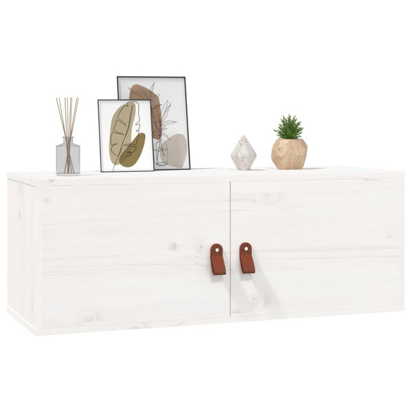 Weiße Kiefer Massivholz Wandschränke 80x30x30cm, 2er-Set